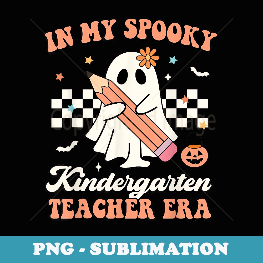 In My Spooky Kindergarten Teacher Era Groovy Retro Halloween - Signature Sublimation PNG File