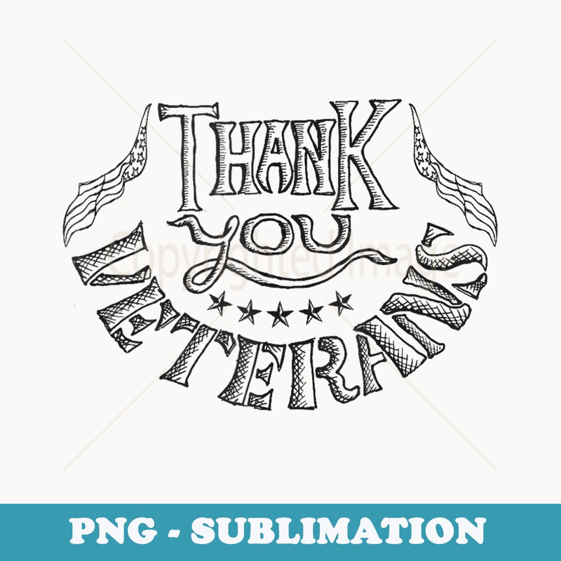 Patriotic American Flag Thank You Veterans Memorial Day USA - Unique Sublimation PNG Download