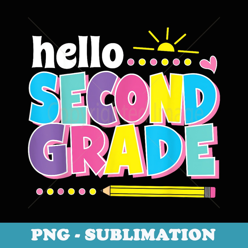 Hello Second Grade First Day Back to School Teacher Girls - Vintage Sublimation PNG Download
