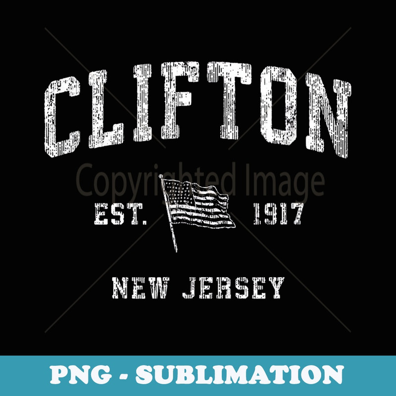 Clifton New Jersey NJ Vintage US Flag Sports - Artistic Sublimation Digital File