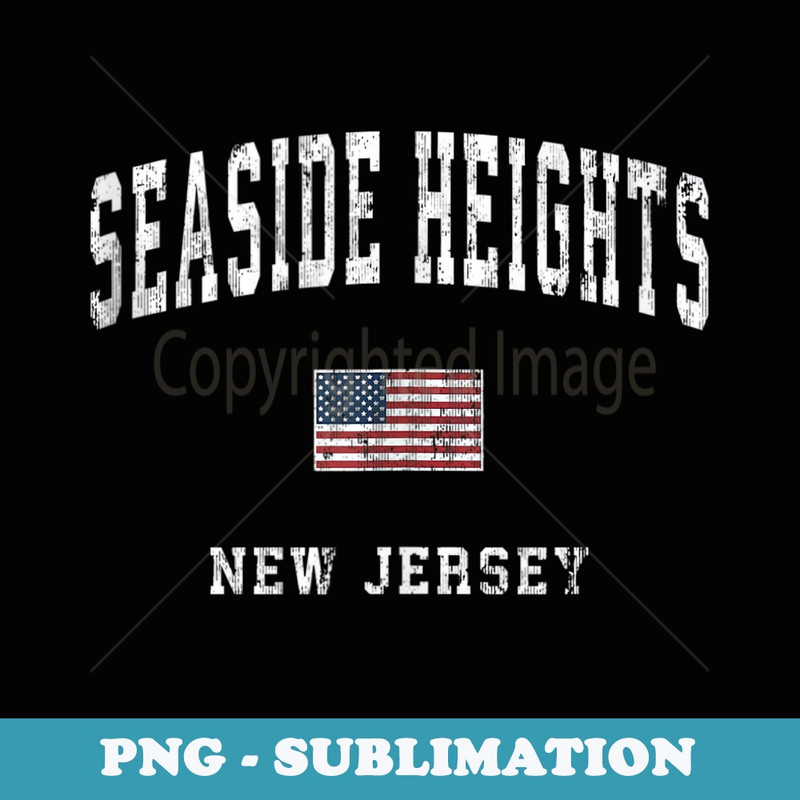 Seaside Heights New Jersey NJ Vintage American Flag Sports - Vintage Sublimation PNG Download