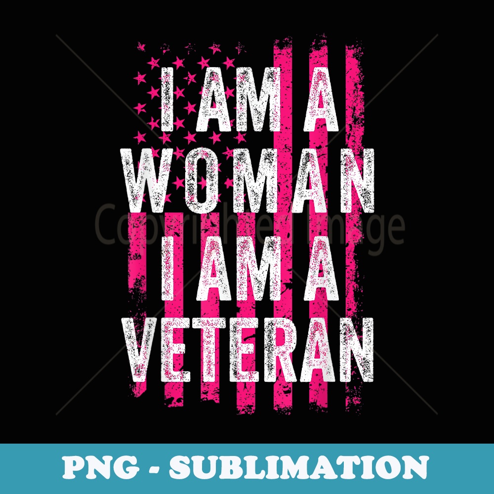 Female Veteran Pink USA Flag Veterans Day - Creative Sublimation PNG Download
