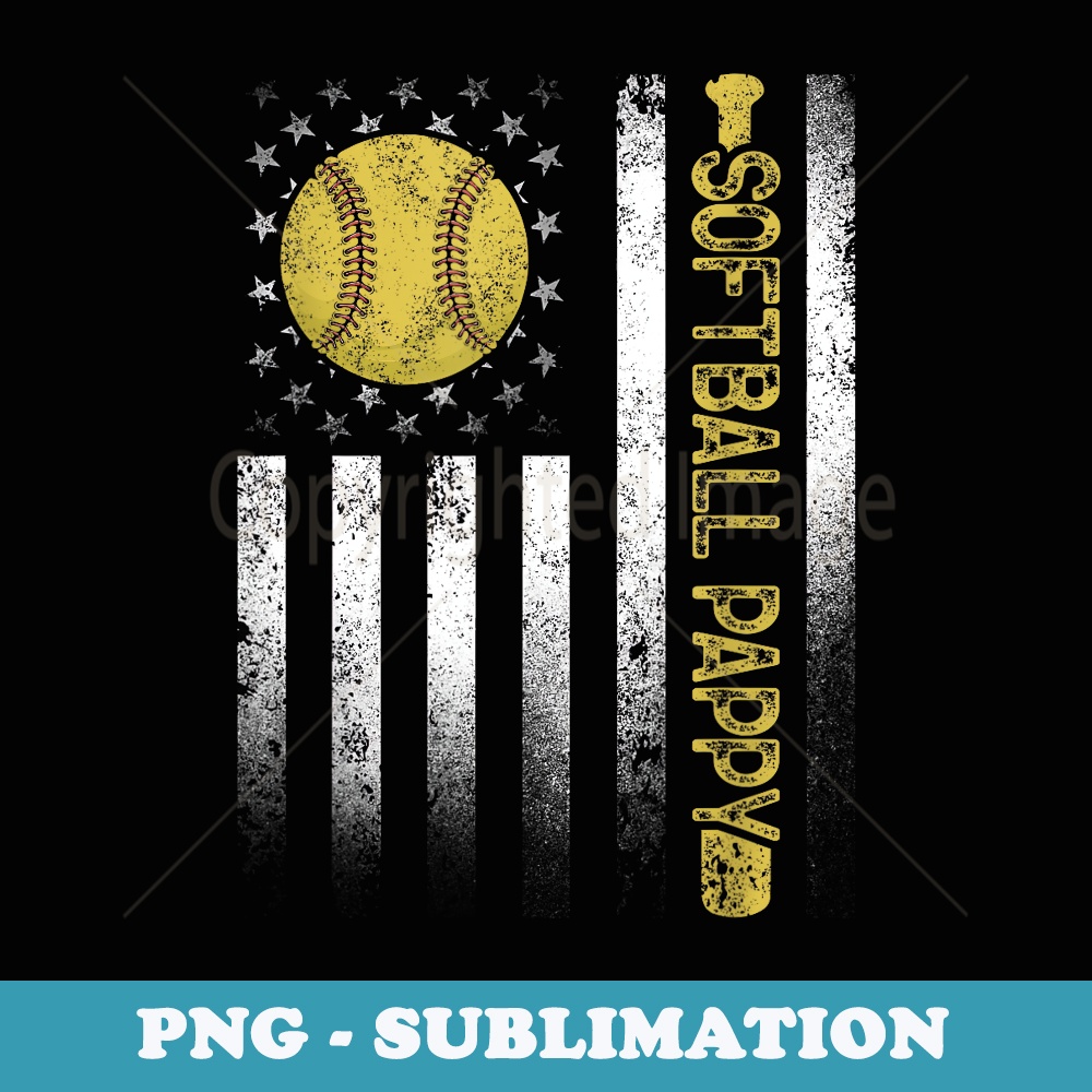 Distressed USA American Flag Softball Pappy Fathers Day - Elegant Sublimation PNG Download