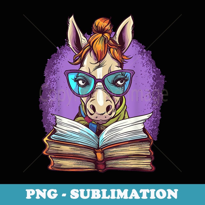 Book Lover Cute Horse Reading Teacher Librarian - Instant Sublimation Digital Download
