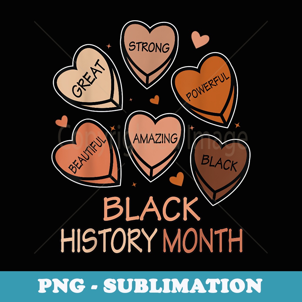 Black History Month Melanin Skin Tone Hearts Afro American - Exclusive PNG Sublimation Download