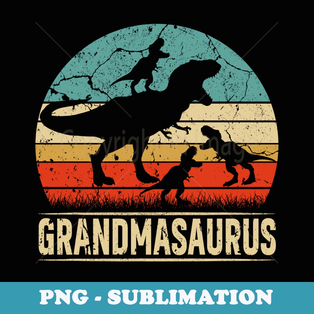 Grandma Dinosaur T Rex Grandmasaurus 3 kids Family Matching - Creative Sublimation PNG Download