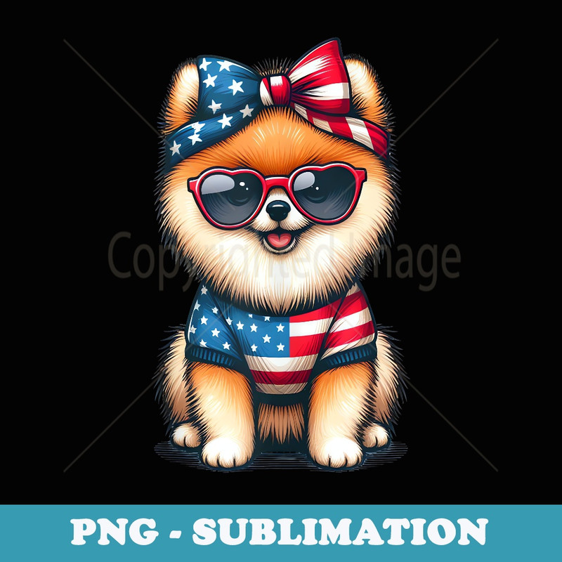 Pomeranian American USA Flag 4th of July Pomeranian - Exclusive Sublimation Digital File