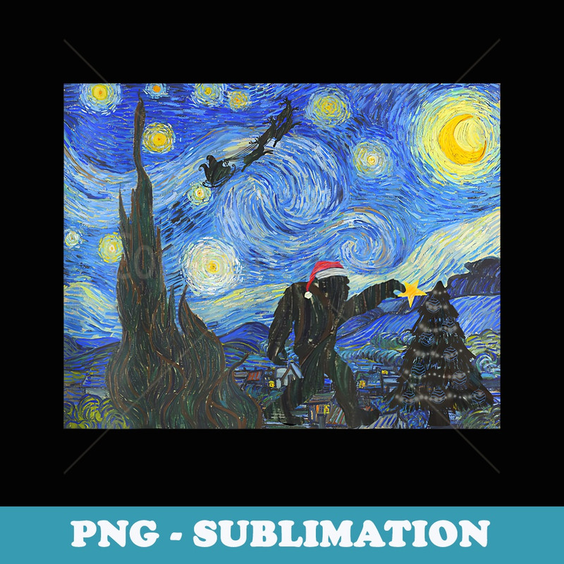 Funny Starry Night Bigfoot Christmas Tree Sasquatch Holiday - Trendy Sublimation Digital Download
