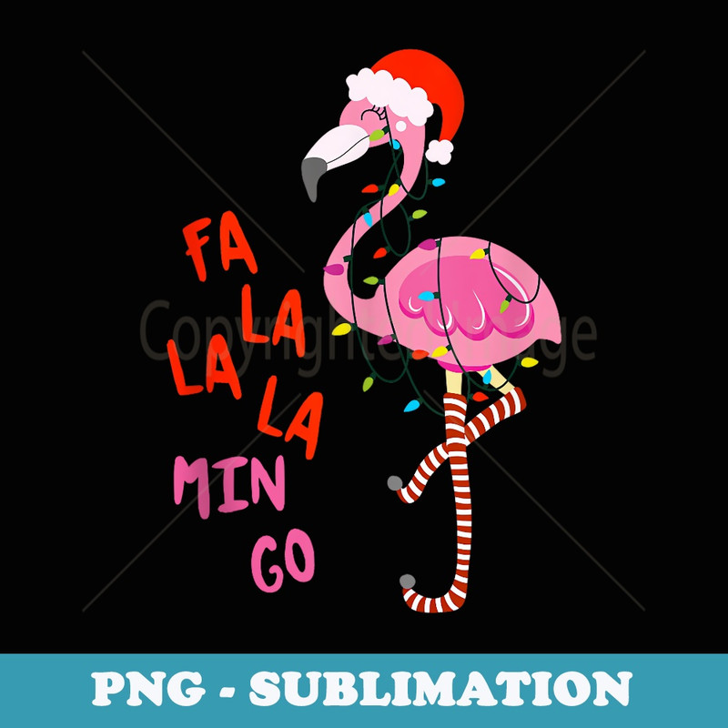 Fa La La Mingo Flamingo Christmas Tropical Xmas Tree Lights - Signature Sublimation PNG File
