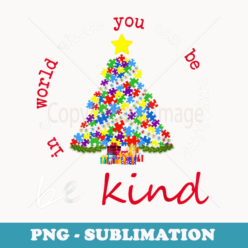 Autism Awareness Christmas Be Kind Kindness Xmas Pajama - Instant PNG Sublimation Download