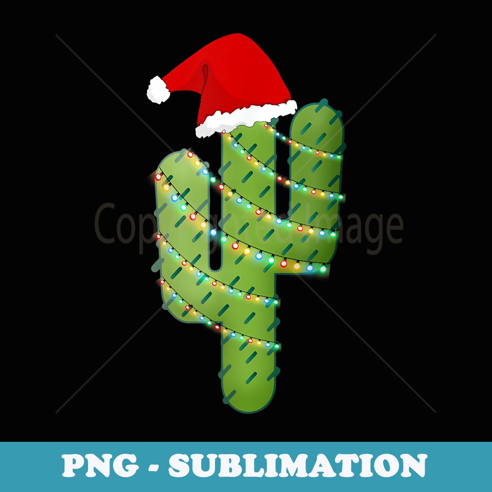 Christmas Lights Cactus Lover Funny Xmas - Aesthetic Sublimation Digital File