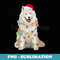 Samoyed Christmas Lights Xmas Dog Lover Santa Hat - Vintage Sublimation PNG Download