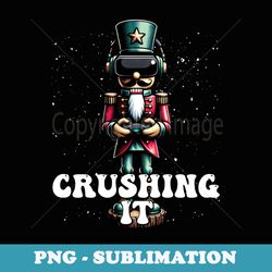 video game player nutcracker crushing it christmas - unique sublimation png download