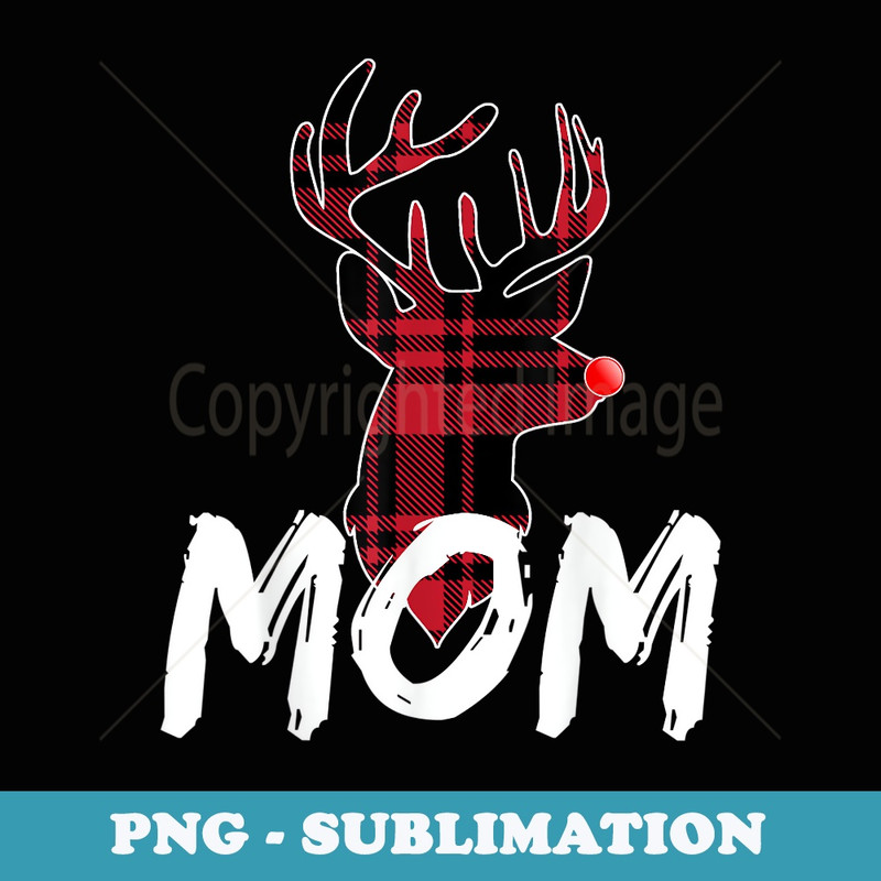 Mom Family Matching Pajama - Christmas Red Nose Deer - PNG Transparent Sublimation File