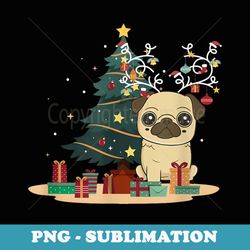pug dog tree christmas er xmas pet dog lover owner - artistic sublimation digital file