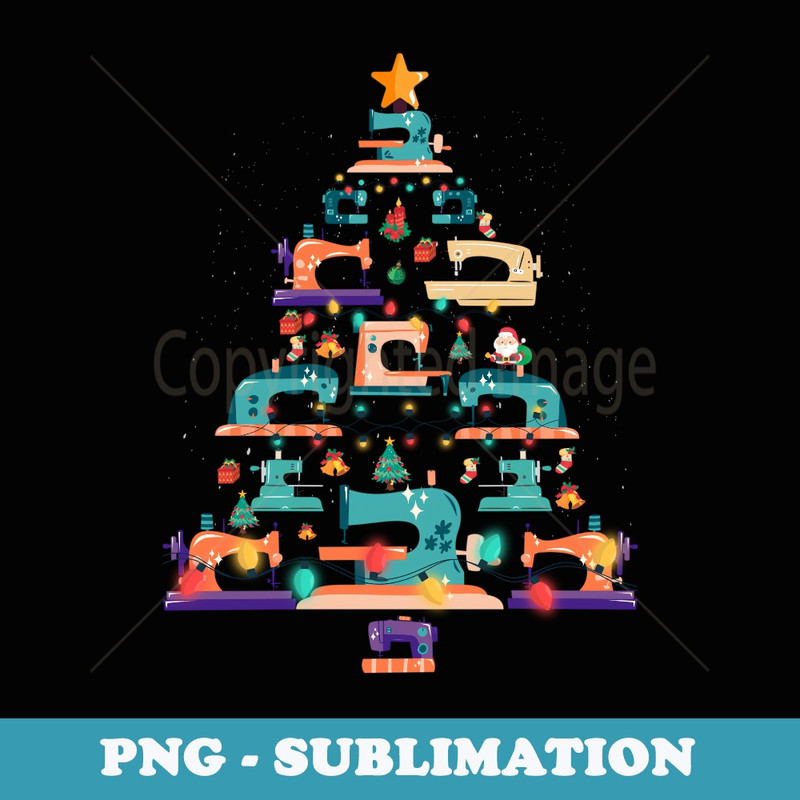Sewing Machine Xmas Tree Quilter Christmas Sewing Lover - Digital Sublimation Download File