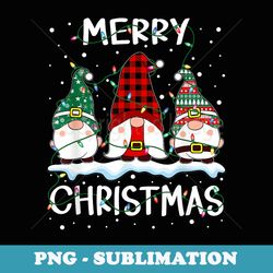 merry christmas gnome buffalo plaid family xmas pajamas - vintage sublimation png download