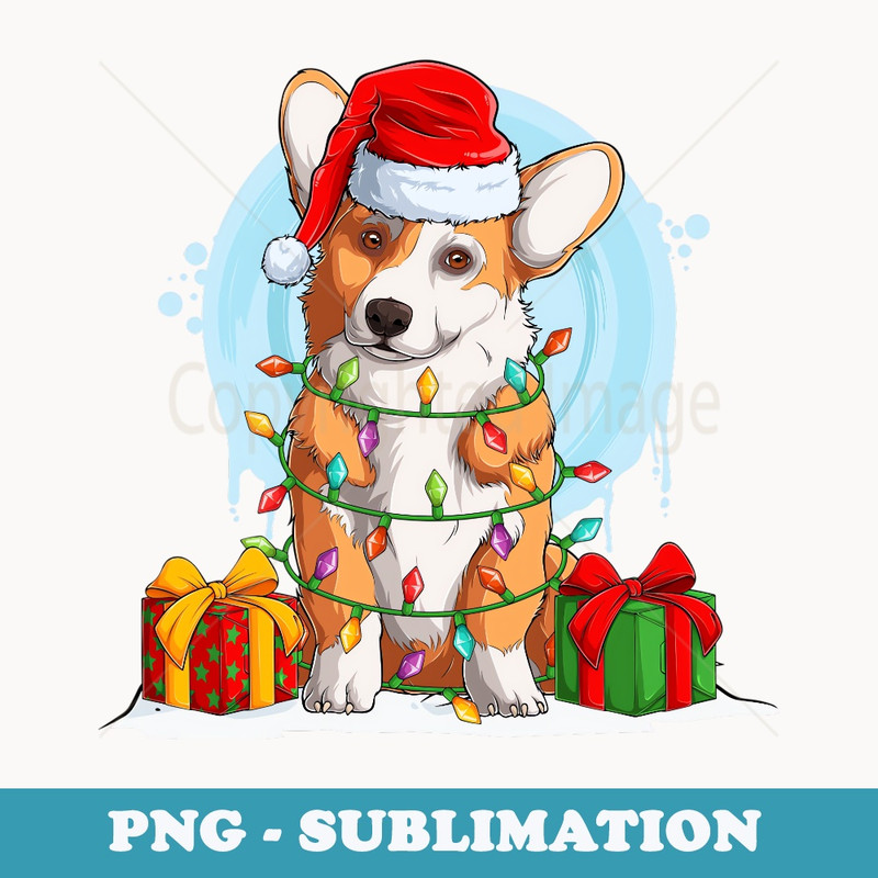 Cute Santa Tree Lights Xmas Costume Christmas Tree Corgi - Aesthetic Sublimation Digital File