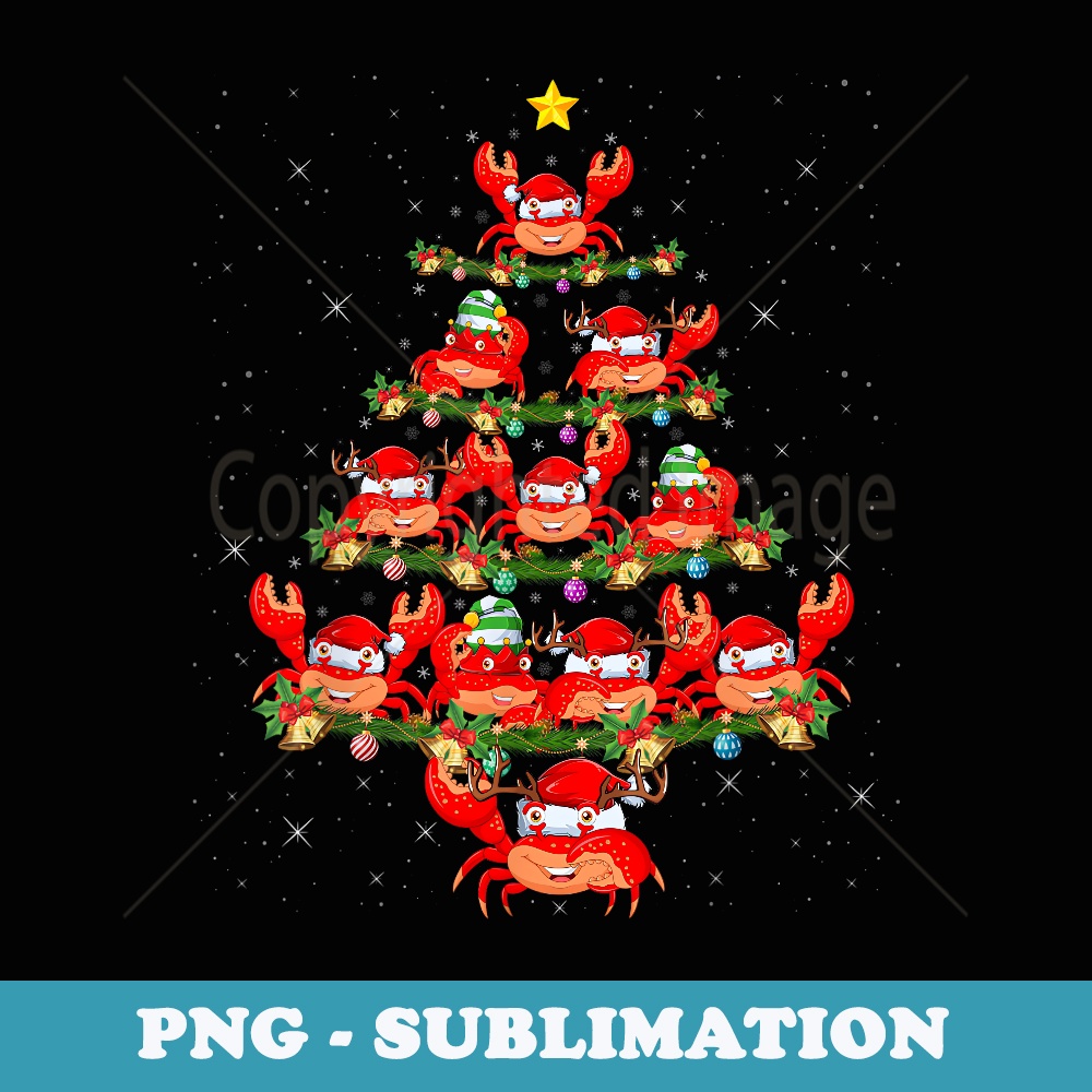 Crab Lighting Xmas Holiday Santa Crab Christmas Tree - Artistic Sublimation Digital File