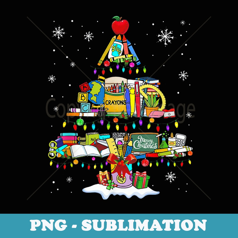 FUnny Crayons Book Christmas Tree Teacher Xmas - Special Edition Sublimation PNG File