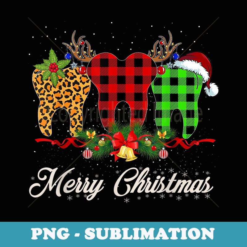 Dentist Christmas Funny Leopard Plaid Tooths Dental Costume - Exclusive PNG Sublimation Download
