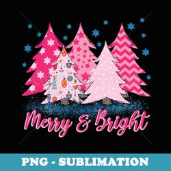 merry and bright pink christmas tree pink christmas costume - artistic sublimation digital file