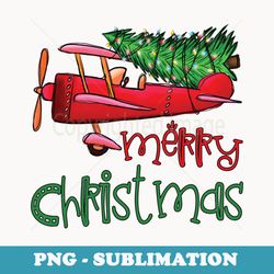merry christmas airplane christmas tree pilot - instant png sublimation download