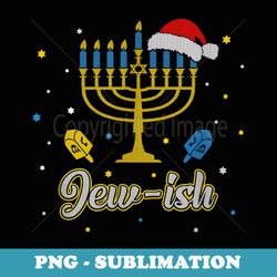 christmas ugly hanukkah xmas menorah santa hat jew-ish - png transparent sublimation design