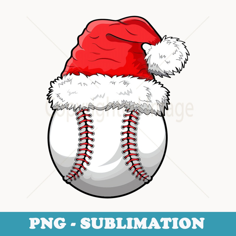 Christmas Baseball Ball Santa Hat Funny Sport Xmas Boys Men - Digital Sublimation Download File