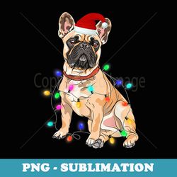 funny french bulldog dog lover christmas tree lights - png sublimation digital download
