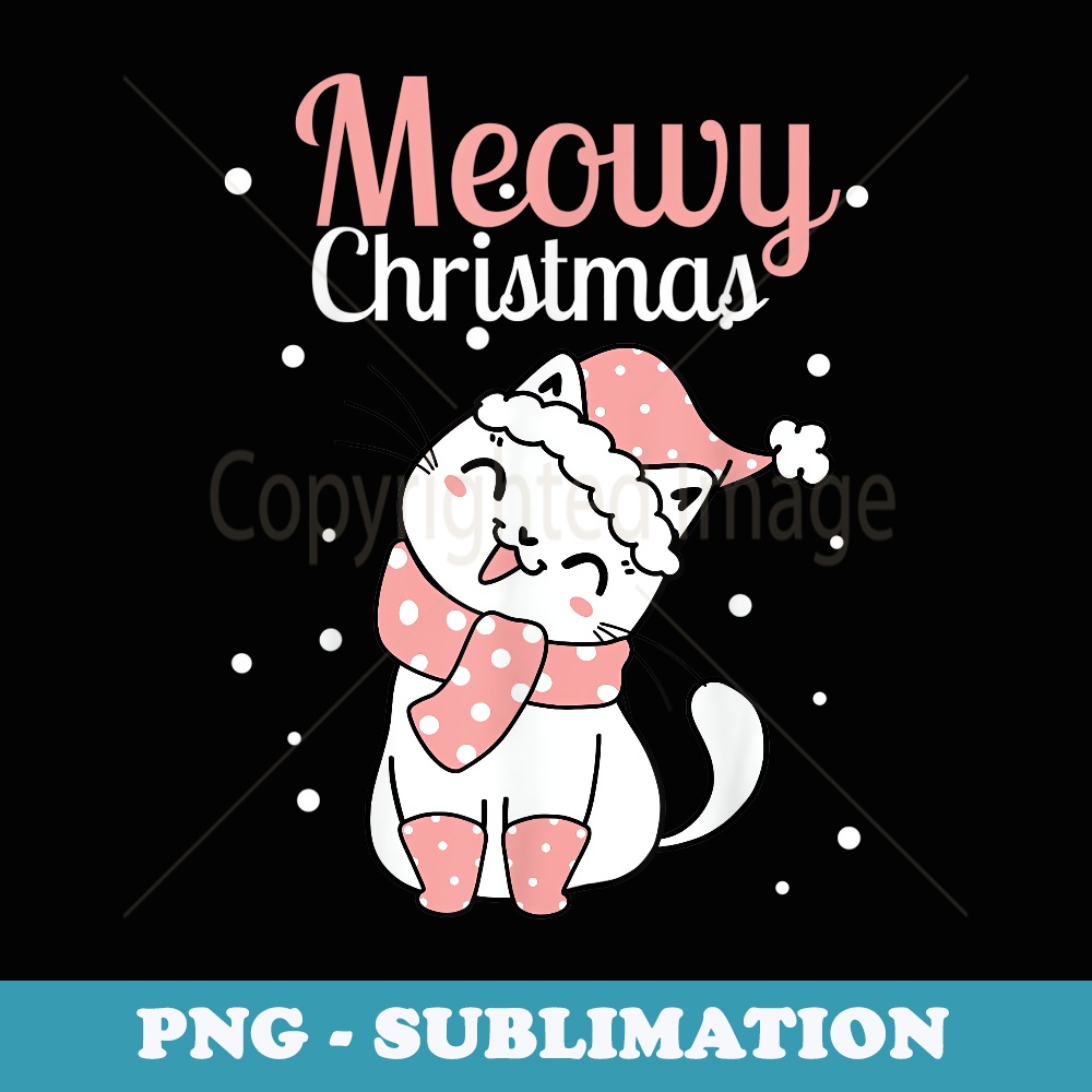 Meowy Catmas Meowy Xmas Winter Holidays Reindeer Cat Lovers - Modern Sublimation PNG File