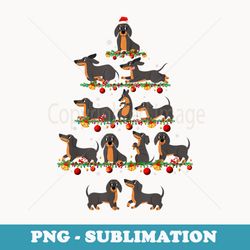 family pj sets christmas matching dachshund dog xmas tree - modern sublimation png file
