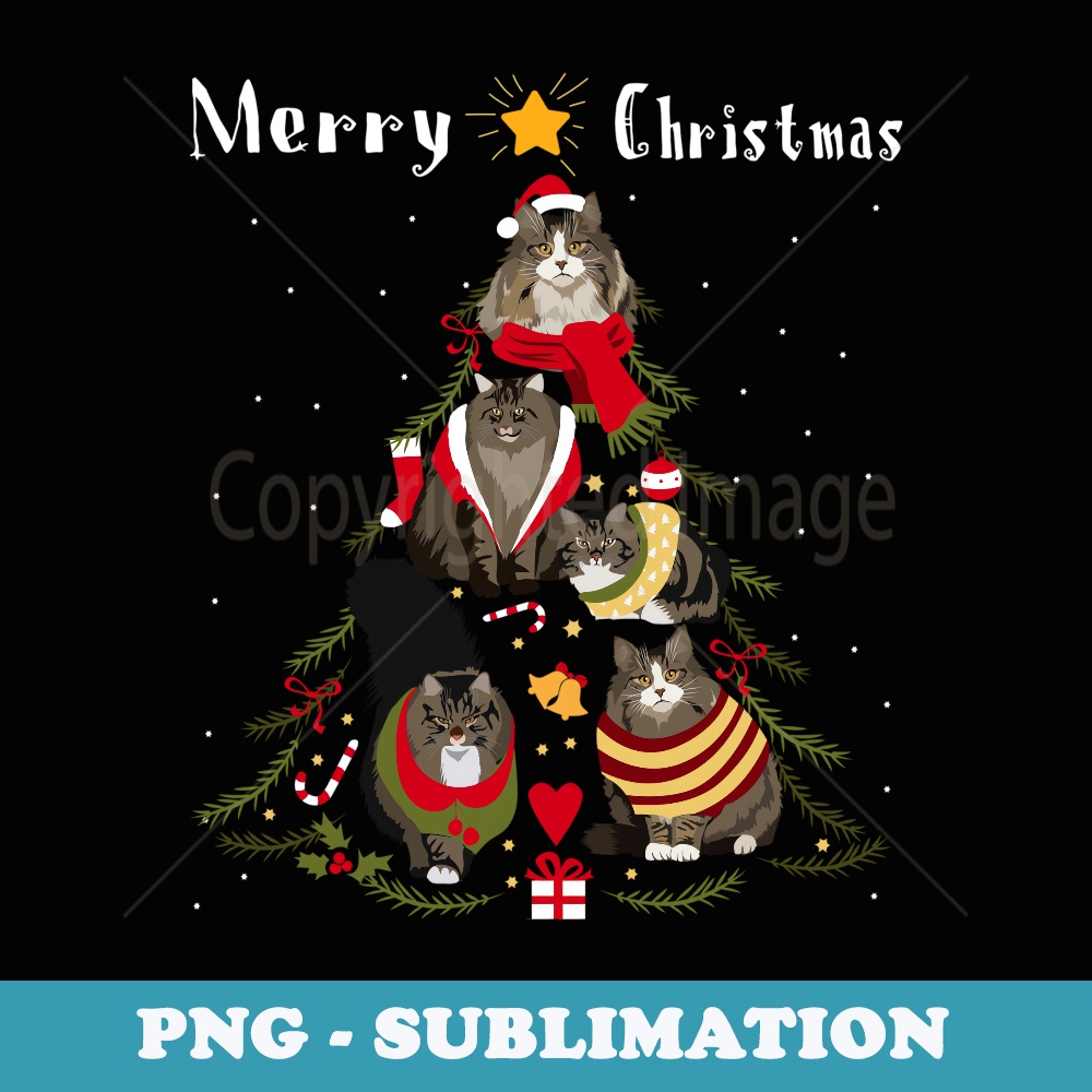 Christmas Tree Norwegian Forest Cat Lover Xmas Cat Owner - Exclusive PNG Sublimation Download