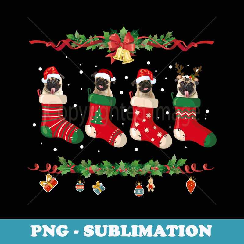 Pug Christmas Stocking Dog Xmas er - Stylish Sublimation Digital Download