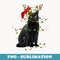Cat Christmas Lights, Funny Black Cats, Xmas - Decorative Sublimation PNG File