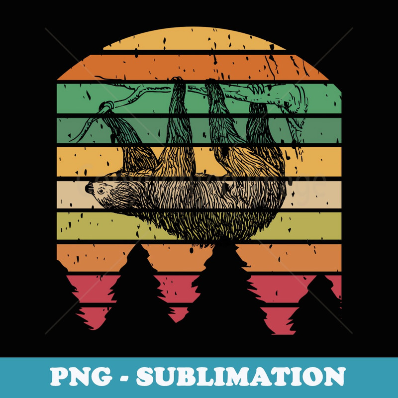 Funny Sloth Vintage Retro Pine Tree Sloths - Professional Sublimation Digital Download
