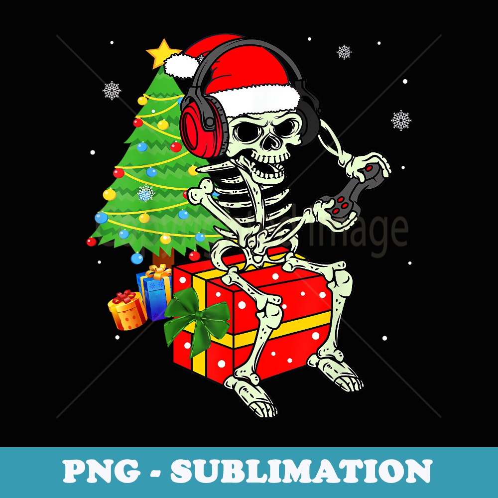 Christmas skeleton Gamer Pajamas xmas skull gaming kids men - Stylish Sublimation Digital Download