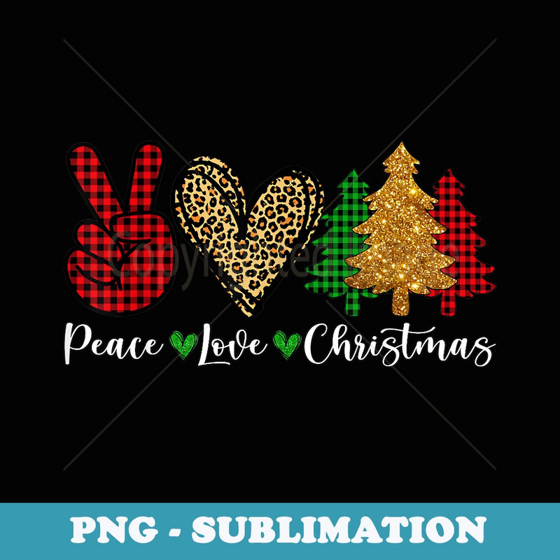 Peace Lover Christmas Peace Sign Heart Christmas Tree Pajama - Professional Sublimation Digital Download