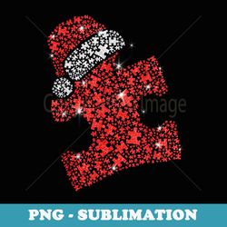 puzzle piece santa hat christmas autism awareness autistic - png sublimation digital download