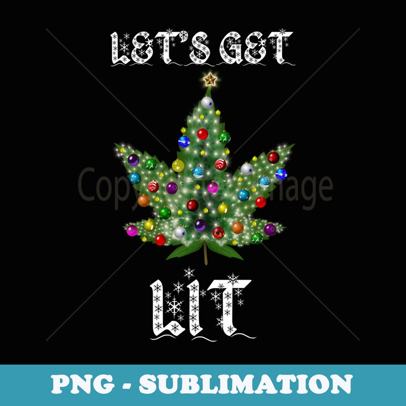 Christmas Tree Weed Leaf Pot Marijuana THC Vape Reefer Hippy - Elegant Sublimation PNG Download