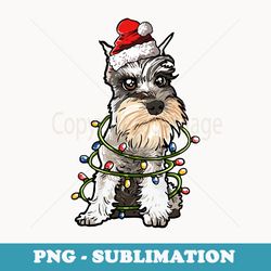 cute schnauzer santa christmas tree lights xmas - exclusive png sublimation download