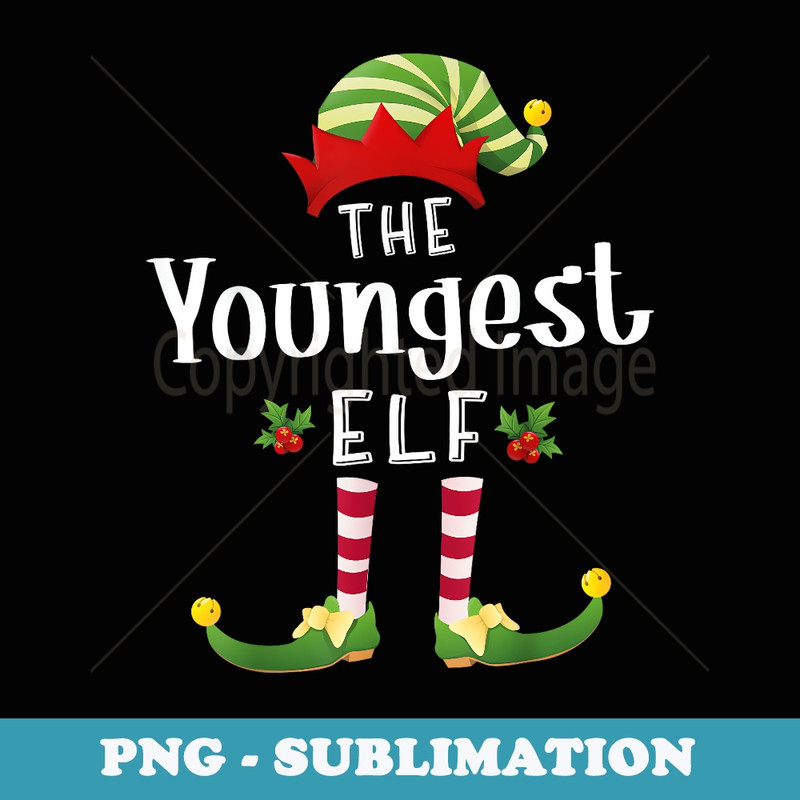 Youngest Christmas Elf Matching Pajama X-Mas Party - Stylish Sublimation Digital Download