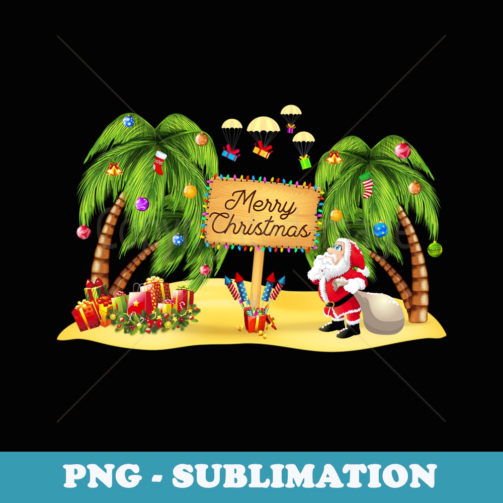 Christmas Palm Tree Tropical Xmas Coconut Lights Pajamas - Premium PNG Sublimation File