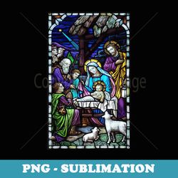 nativity , stain glass christmas , xmas - unique sublimation png download