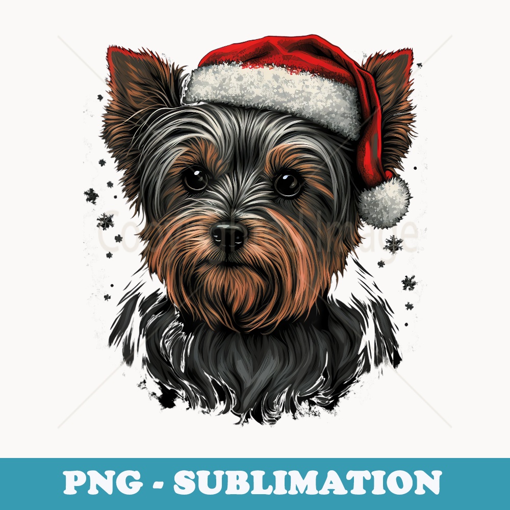 Xmas Yorkshire Terrier Santa on Christmas Yorkshire Terrier - PNG Sublimation Digital Download