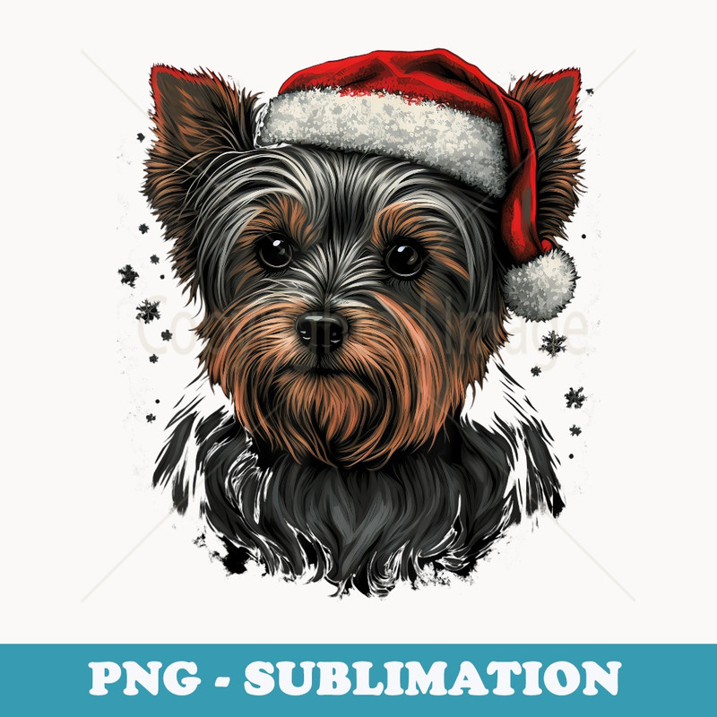 Xmas Yorkshire Terrier Santa on Christmas Yorkshire Terrier - PNG Sublimation Digital Download
