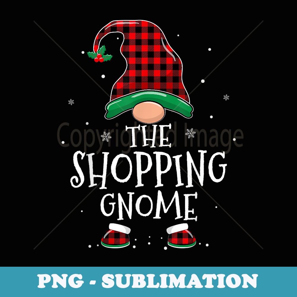 Shopping Gnome Xmas Family Matching Plaid Christmas Gnomes - Instant Sublimation Digital Download