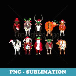 christmas cows farmer heifer bull highland cow farm xmas - artistic sublimation digital file