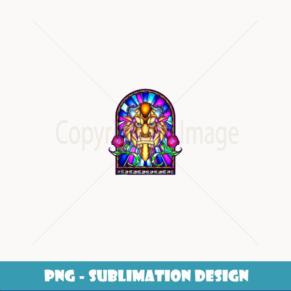 Disney Beauty And The Beast Stained Glass Window - Instant PNG Sublimation Download