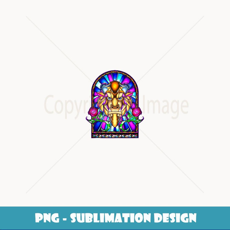 Disney Beauty And The Beast Stained Glass Window - Instant PNG Sublimation Download